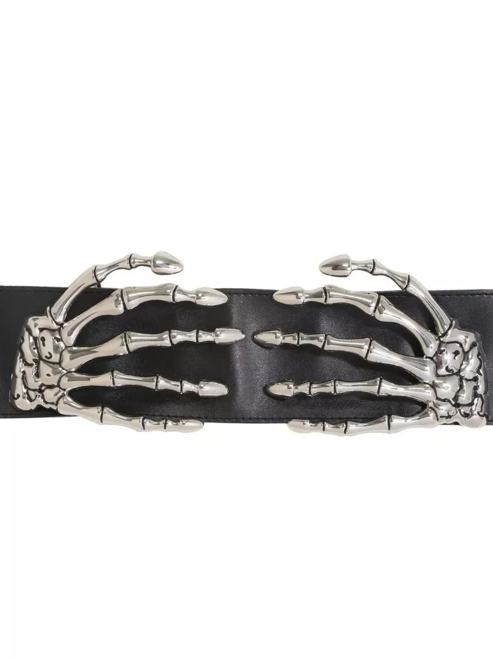 Gothic Skeleton Hands Belt Silver toned Skeleton Bones Faux Leather Tie Belt